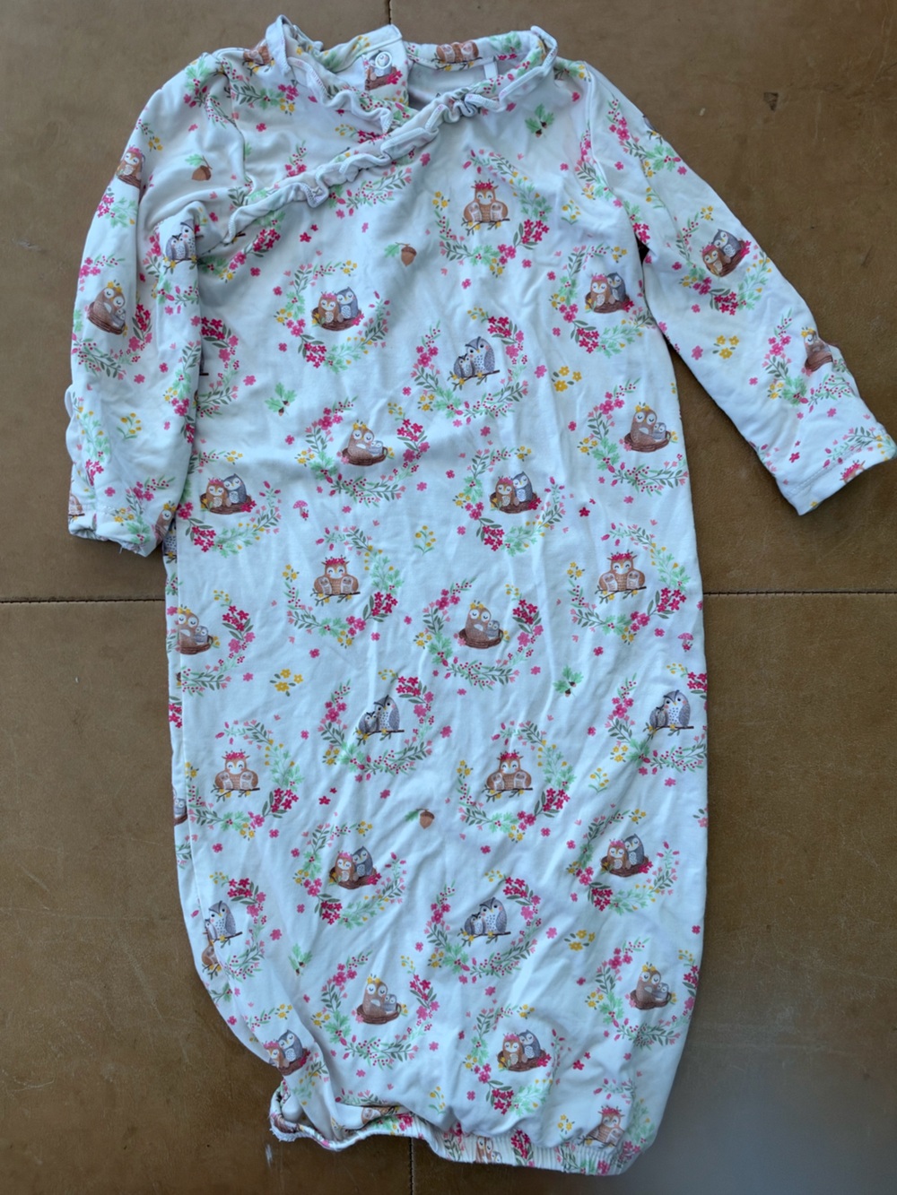 Angel Dear Viscose Bamboo Owl Gown 0-3M